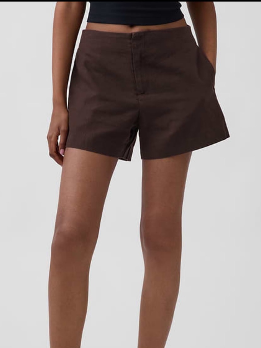 Mid Rise Linen-blend Gauze Easy Shorts